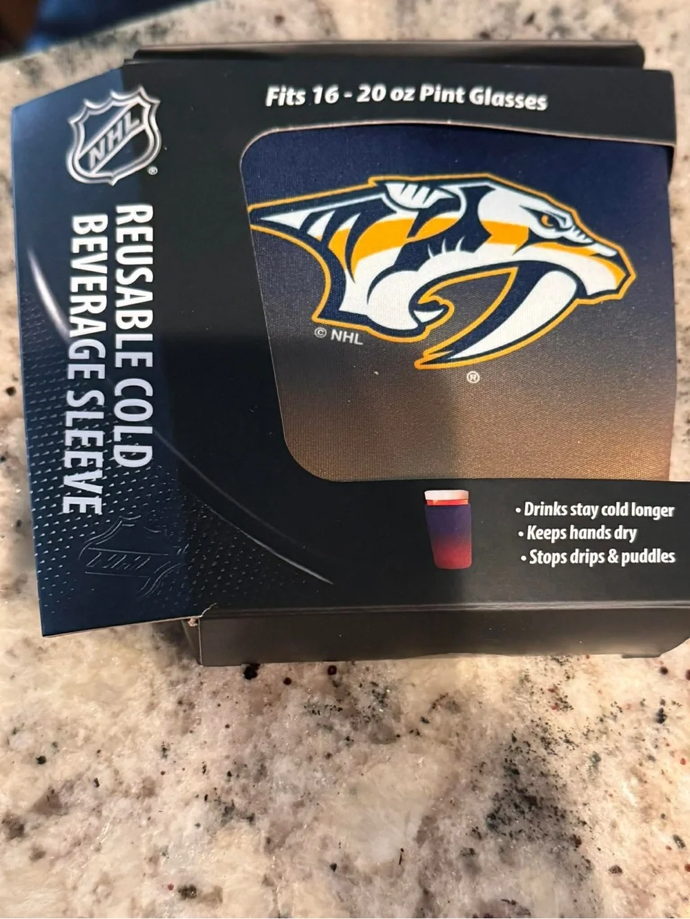 NHL Nashville Predators Reusable Cold Beverage Sleeve - Navy & Yellow coozie